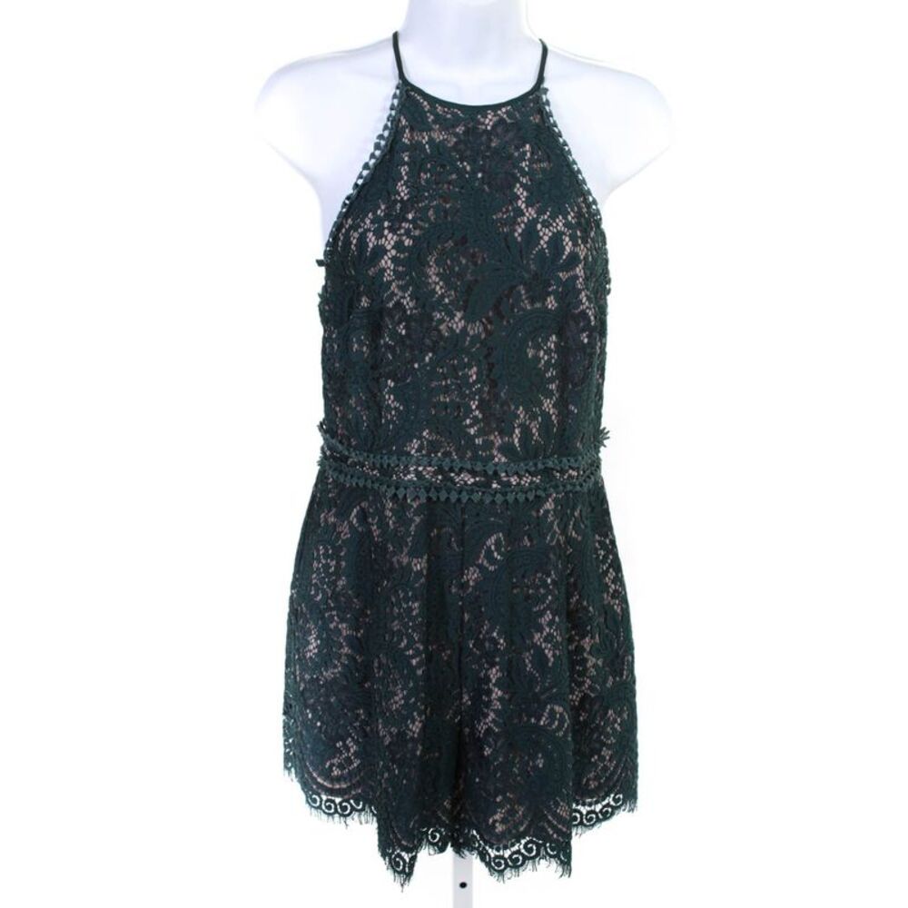 Stylestalker Womens Davis Lace Sleeveless Romper Green Size Medium 10524845